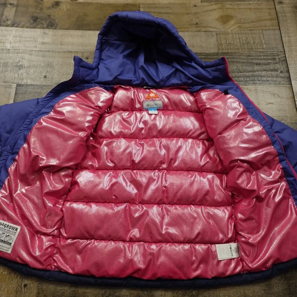 Columbia Pike Lake Insulated Jacket Girls Large Navy Blue‎ Omni-Heat Hooded